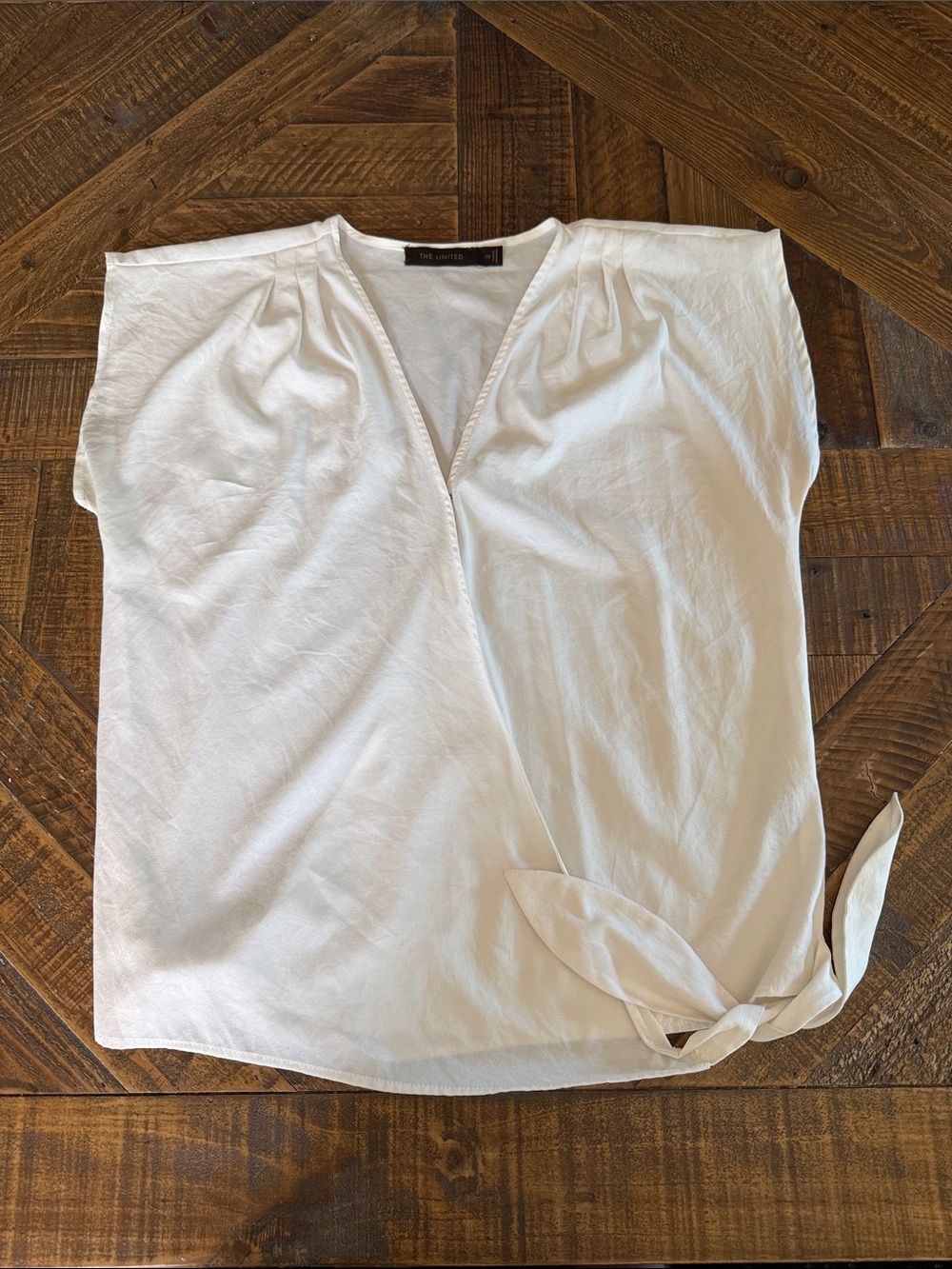 The Limited White Wrap Tie Short Sleeve Top